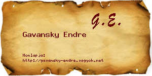 Gavansky Endre névjegykártya